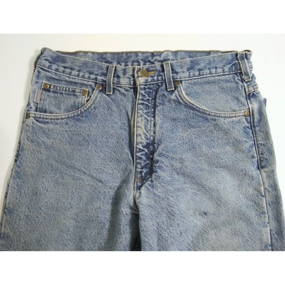 Vintage Carhartt Mens 33x30 Flannel Lined Blue Jeans Pants Distressed B21DST USA - Picture 3 of 12